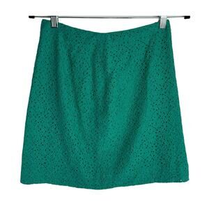 Brooks Brothers Red Fleece Skirt Womens Green Floral Lace Lined size 0